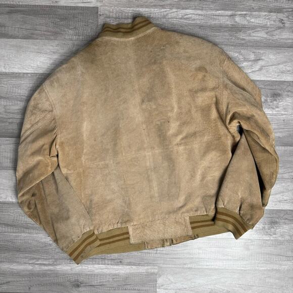 Vintage 90s Distressed Suede Bomber Jacket Grunge Pelle Primo - Picture 4 of 11